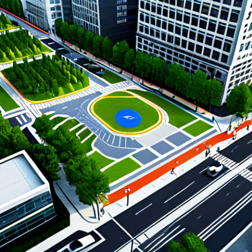 Home 16 스마트 시티에서의 디지털 트윈 적용 - Urban Planning Simulation**
"A bustling cityscape viewed from above, showcasing a digital twin over...