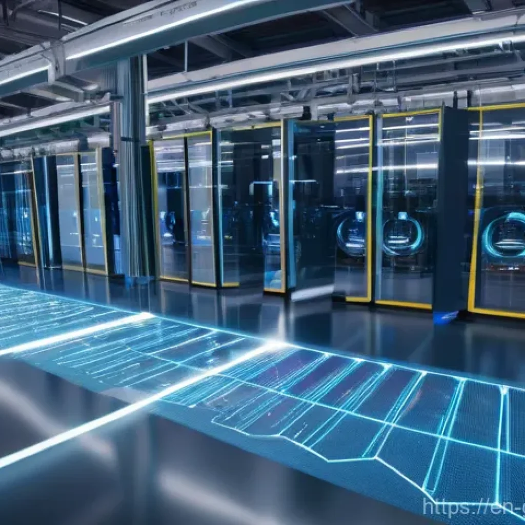 디지털 트윈을 통한 공정 최적화 방법 - **Prompt:** A futuristic, impeccably clean factory floor, viewed from a slightly elevated perspectiv...