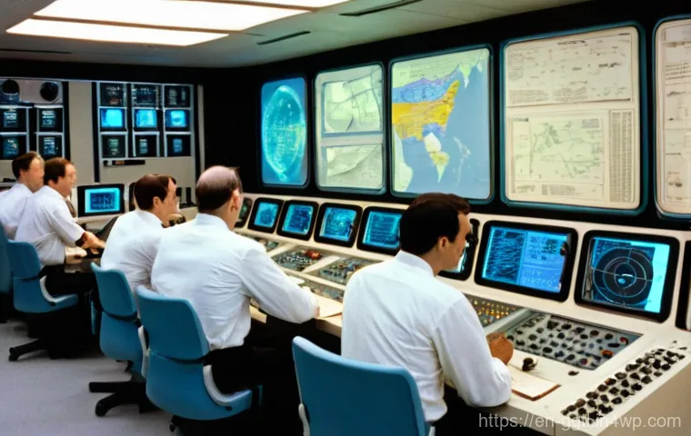 디지털 트윈 개념의 역사적 발전 - **Prompt: Apollo 13 Crisis Room – The Physical Twin in Action**
A realistic depiction of a 1970s...