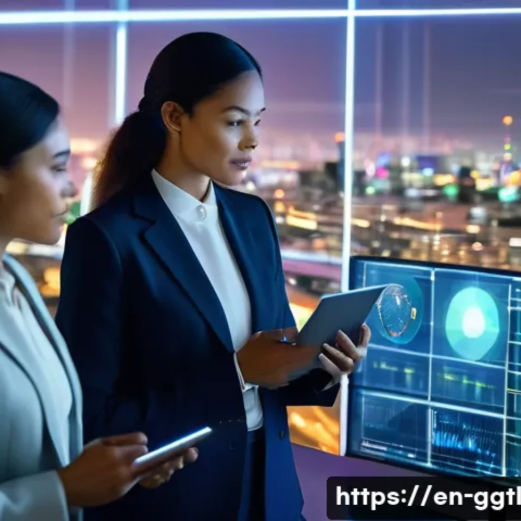 디지털 트윈의 리더십 및 조직적 변화 - **Prompt: Rethinking Leadership with Digital Twins**
"A diverse group of modern business leaders...