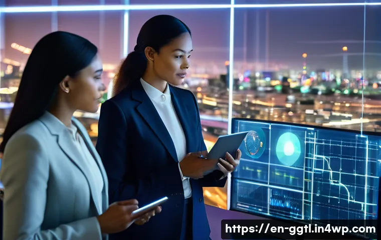 디지털 트윈의 리더십 및 조직적 변화 - **Prompt: Rethinking Leadership with Digital Twins**
"A diverse group of modern business leaders...