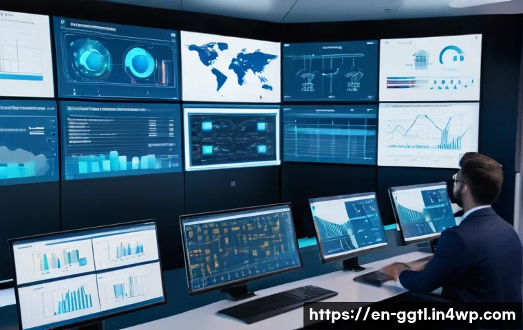 디지털 트윈을 위한 소프트웨어 추천 - A futuristic industrial control room showcasing a high-fidelity digital twin platform in action: mul...